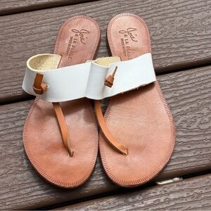 Joie A La Plage Slip On Leather Sandals in White/Brown 38